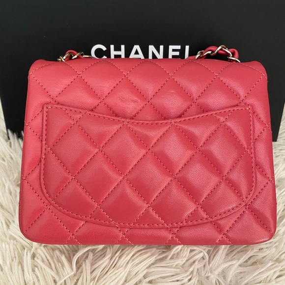 CHANEL pink lambskin square mini bag - Picture 10 of 15